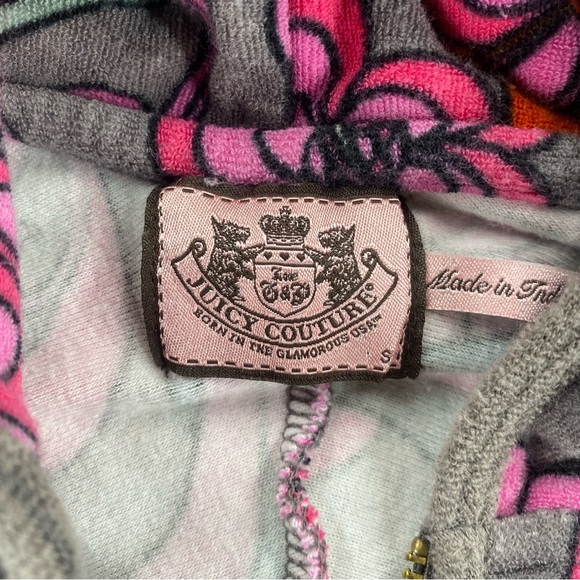 Juicy Couture Floral Zip-Up Hoodie in Gray & Pink - Picture 3 of 5
